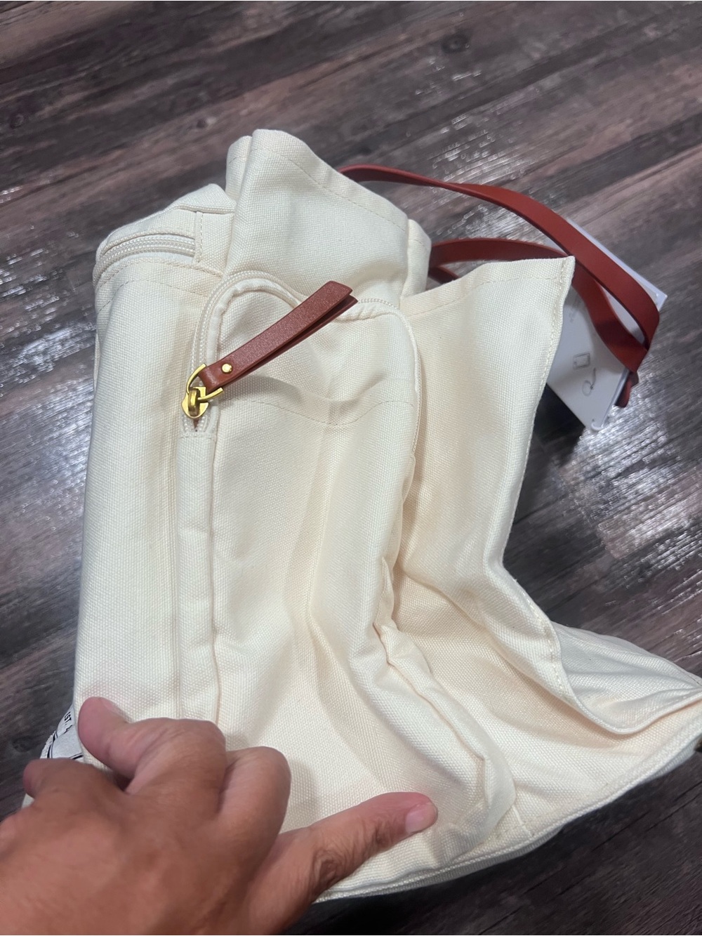 NWT Caraa x Hampton Water Limited Edition Market Tote - Ivory/Tan - Picture 3 of 4